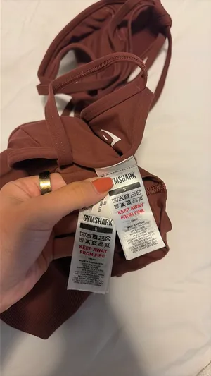 Gymshark burgundy brown backless sports bra and short set thumbnail 2