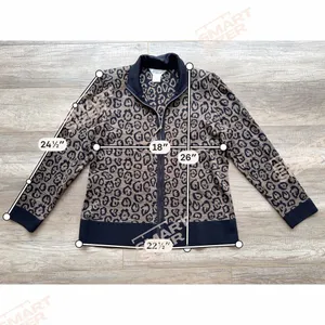 Exclusively Misook Animal Print‎ Leopard Sweater Cardican M Acrylic Travel Zip thumbnail 4