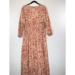 Petal & Pup Dress Brown Katerina Maxi V Neck Button Down Floral Boho Medium thumbnail 9