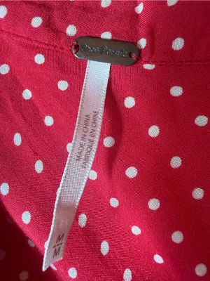 Free People Pippa Red Polka Dot Ruched Button Front Mini Dress Size M‎ thumbnail 9