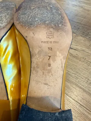 VS Vintage Yellow Patent Leather Chunky Heel Loafers Made in Italy Mod Retro 7 thumbnail 7
