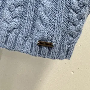 Hollister Cable Knit Sweater Tank Top Blue V-Neck Cropped Camisole XS Pastel thumbnail 4