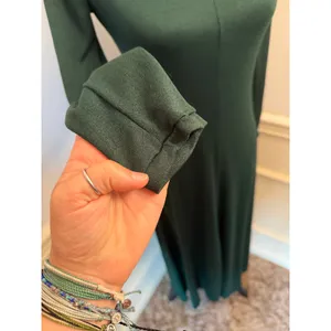 Vintage Celle by Lucy Harley Emerald Green Knit Maxi Dress Mock Turtleneck Gown thumbnail 2
