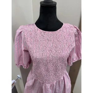 Old Navy Smocked Puff Sleeve Babydoll Dress Pink Cottagecore Coquette Girly M thumbnail 2