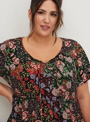 Torrid Babydoll Rayon Slub Tie-Front Top Size 1X thumbnail 4