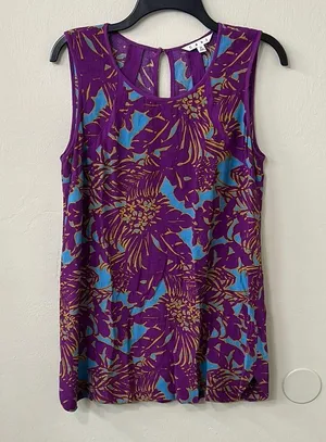 Cabi Palm Grass Tropical Sleeveless Blouse Sz M thumbnail 2
