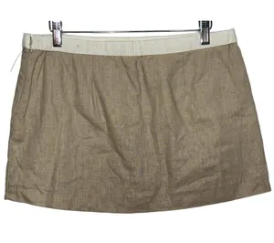 Abercrombie & Fitch Tan White Linen Wrap Mini Skort Mini Skirt Womens Size Small thumbnail 2