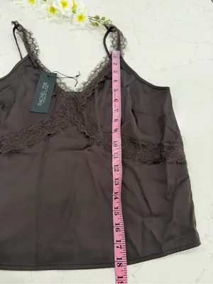 Rachel Zoe Chocolate Lace-Trim Satin Camisole thumbnail 6