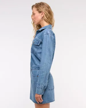 Abercrombie Long-Sleeve Denim Shirt Dress thumbnail 4