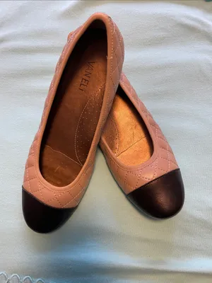 Vaneli Quilted tan or cream Ballet Flats with Black Cap Toe thumbnail 5
