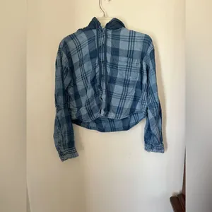 American Eagle Outfitters Blue Plaid Button Down Hooded Top Size XS thumbnail 13