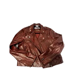 Wild Fern size medium distressed faux leather red Moto jacket thumbnail 11