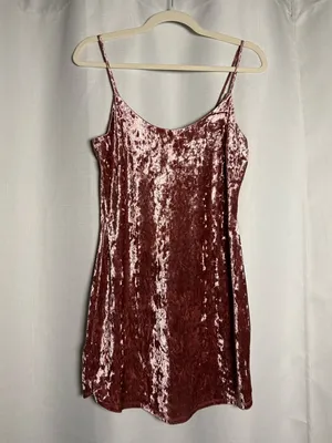 Forever 21 Crushed Velvet Pink Mini Dress Size Large thumbnail 3