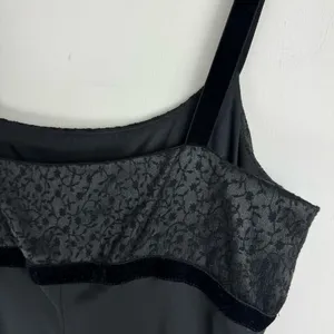 Vtg Y2K Jonathan Martin Black Slip Maxi Dress Velvet Floral Bodice Sz S/M thumbnail 11