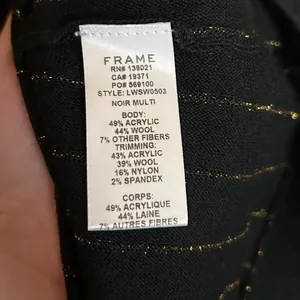 FRAME Striped Metallic Wool-blend Long-sleeve Top Black & Gold Size Small thumbnail 5
