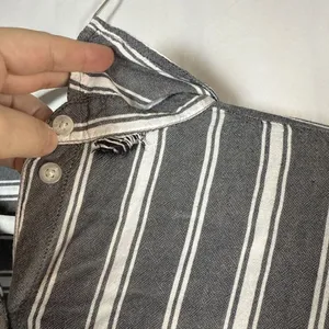American Eagle Oversized Fit Grey And White Striped Button Shirt Women’s Medium thumbnail 4