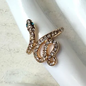 Gold Tone Crystal Snake Ring thumbnail 2