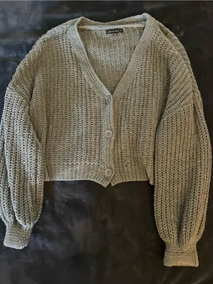 Love Ellie Cropped Button Front Cardigan Green Size XXL thumbnail 2