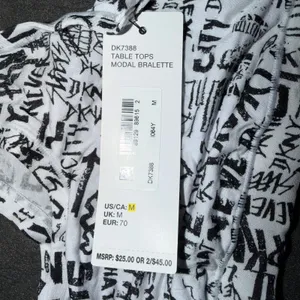 DKNY Womens Graffiti Print Modal Bralette White Black Scoop Neck DK7388 Size M thumbnail 4