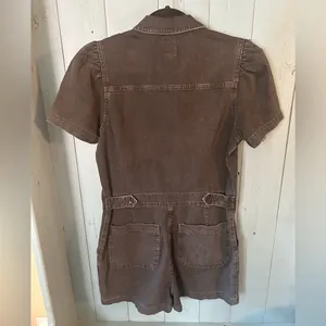 GAP Charcoal Black Denim Romper Puff Sleeves | Women’s Size 8 thumbnail 5