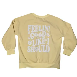 KatyDid Feelin Good Like I Should Yellow Crewneck Sweatshirt Size L retro fun thumbnail 4