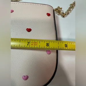 kate spade Pink Madison Heart Studs Pouch Gold Chain Strap Powdered Sugar NWT thumbnail 12