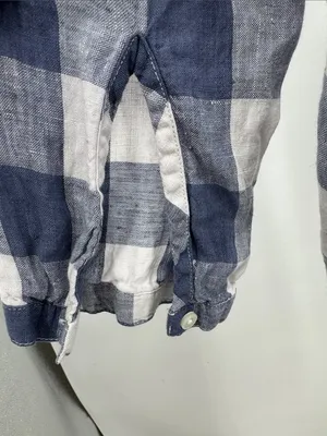 L.L. Bean Gingham V-Neck Tunic 100% linen casual lightweight summer fall M thumbnail 9