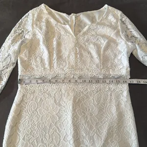White Floral Lace Mermaid BodyCon Dress Sheer Ruffle Hem Tag XXL (U.S. L) NEW thumbnail 8