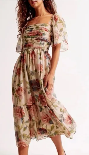 Abercrombie Midi Floral Dress thumbnail 1