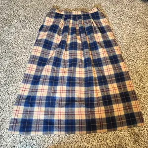 Pendleton Vintage Wool Cailean Tartan Plaid Pleated Midi Skirt‎ Blue Tan Size 12 thumbnail 1