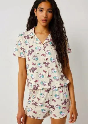 Hello Kitty Bows  Two Piece Pajama Set in Size Large NWT thumbnail 1