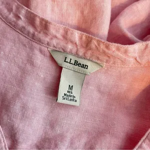LL Bean Light Pink Premium Flax Linen Split Neck Tunic Top Shirt Blouse womens M thumbnail 11