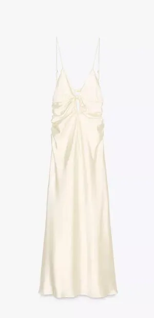 Zara dress midi maxi ivory satin tied slip evening summer wedding party thumbnail 13