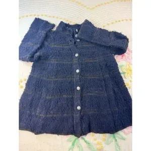 Free People Fuzzy Stripe‎ Button Front Cardigan Blue Olive Green Women's S thumbnail 7