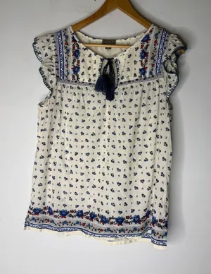 New J.Crew Point Sur Flutter-sleeve Peasant Top‎ in Cotton Voile Size large tall thumbnail 1