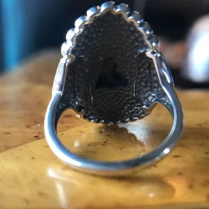 Natural White Buffalo Sterling Silver Ring Size 8 thumbnail 7