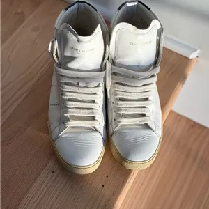 SAINT LAURENT Women's White Leather Hi Top Sneakers Size 38.5 thumbnail 14