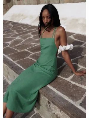 Zara Linen Blend Strappy Midi Dress thumbnail 1
