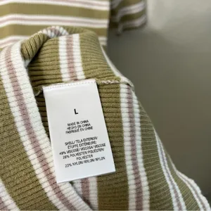Favorite Daughter‎ Green Striped Polo Knit Dress Short Sleeve Womens Size L thumbnail 6