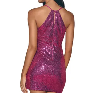 NWT Lulus Womens Hilaria Fuchsia Sequin Bodycon Mini Dress Size Large thumbnail 2