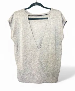 Forever 21 Heather Gray Sleeveless Blouse Sz S Cut Out Back (Or Front) thumbnail 1