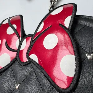 Disney Loungefly Minnie Mouse Ear Crossbody Bag Black Quilted Bow Chain Strap thumbnail 9