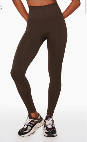 SET ACTIVE Dark Brown Ribbed Scultpflex High-Rise Seamless Leggings thumbnail 1