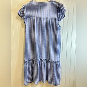 For Cynthia Striped Blue Midi Dress size S.55% LINEN 45% VISCOSE thumbnail 7