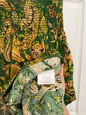 Kourt Calypso Tropical Smocked Tiered Dress Women’s Extra Small thumbnail 4