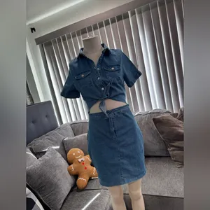 BUNDLE 2 ITEMS FOR $8✨ 🌸AMTIOUS western denim cutout dress ✨ Blue Size M thumbnail 5
