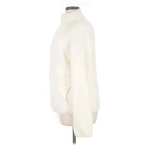 Skims Cream Fuzzy Mock Neck Sweater L/XL Long Sleeve Cozy Tunic Pullover thumbnail 5