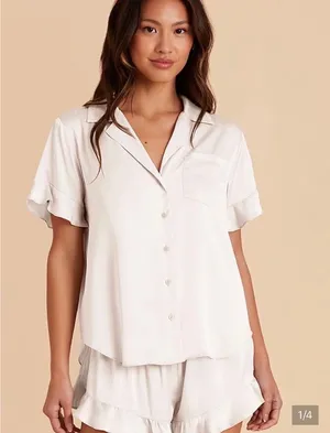 Birdy grey matte satin ivory PJs thumbnail 1