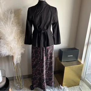 SISLEY brown tweed belted tailored blazer thumbnail 4