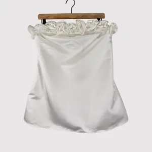 NWT WeWoreWhat Womens Dress White Rose Mini Satin Strapless A Line Party Size 6 thumbnail 2